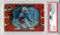 Jahmyr Gibbs RC 2023 Panini Mosaic Red Sparkle NFL Debut Rookie PSA 8-1