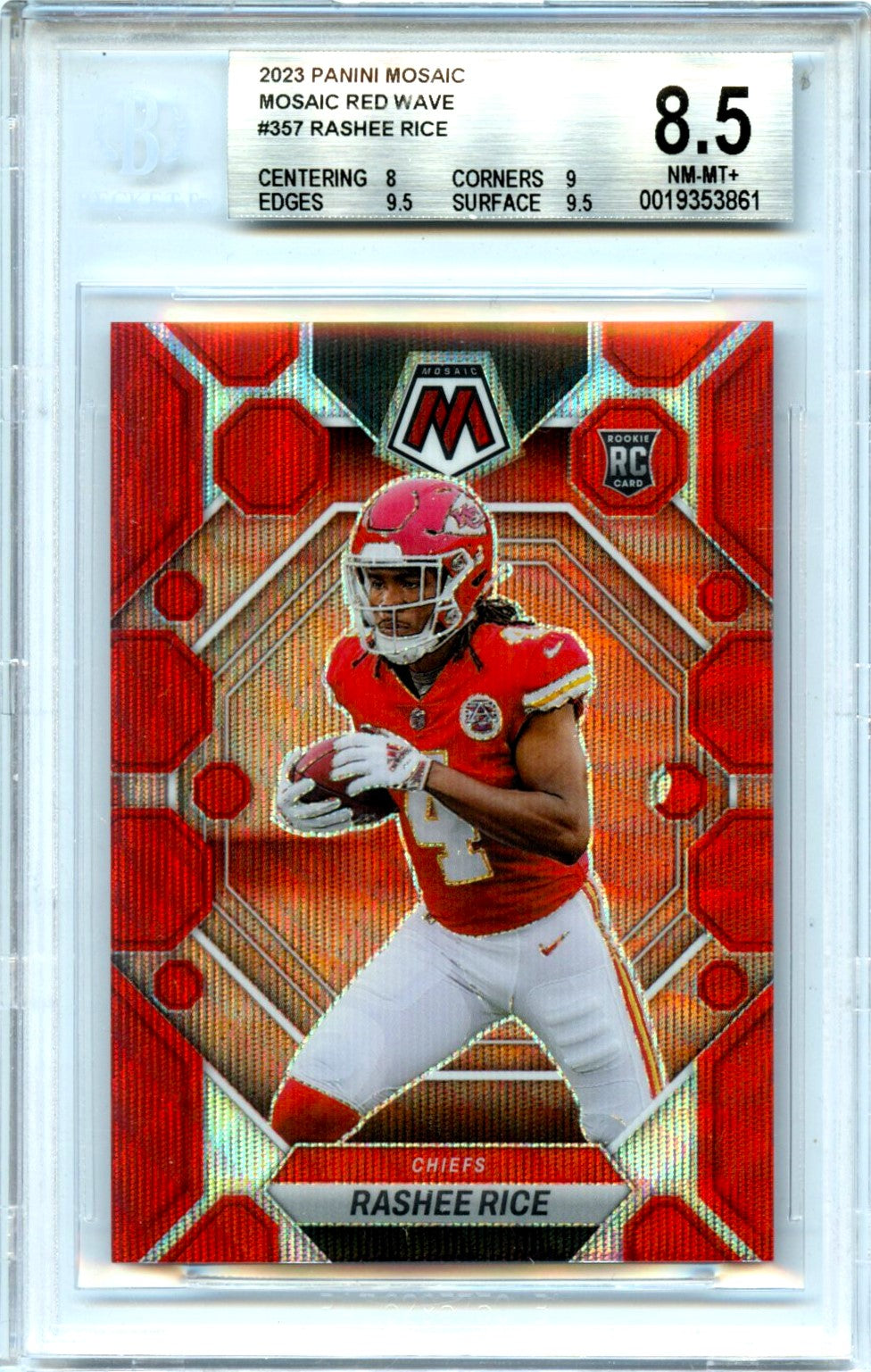Rashee Rice RC 2023 Panini Mosaic Red Wave Rookie SP 6/6 BGS 8.5