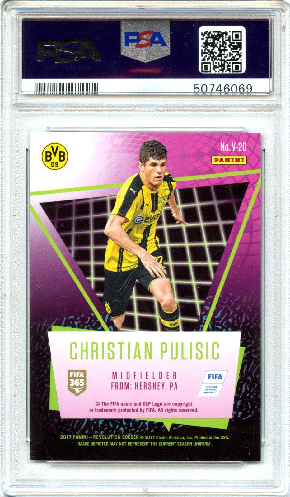 Christian Pulisic RC 2017-18 Panini Revolution Vortex Rookie PSA 9-2