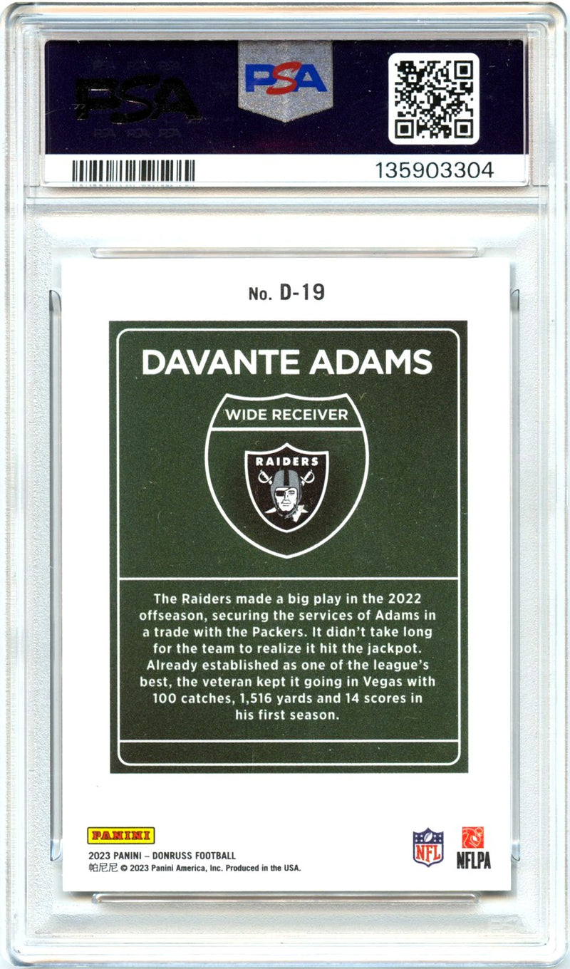 Davante Adams 2023 Donruss Downtown! Case Hit SSP PSA 9-2