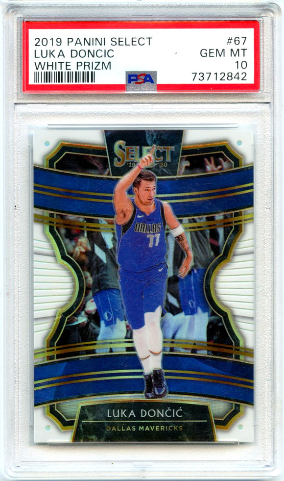 Product Luka Doncic 2019-20 Panini Select Concourse White Prizm SP 135/149 PSA 10 Link