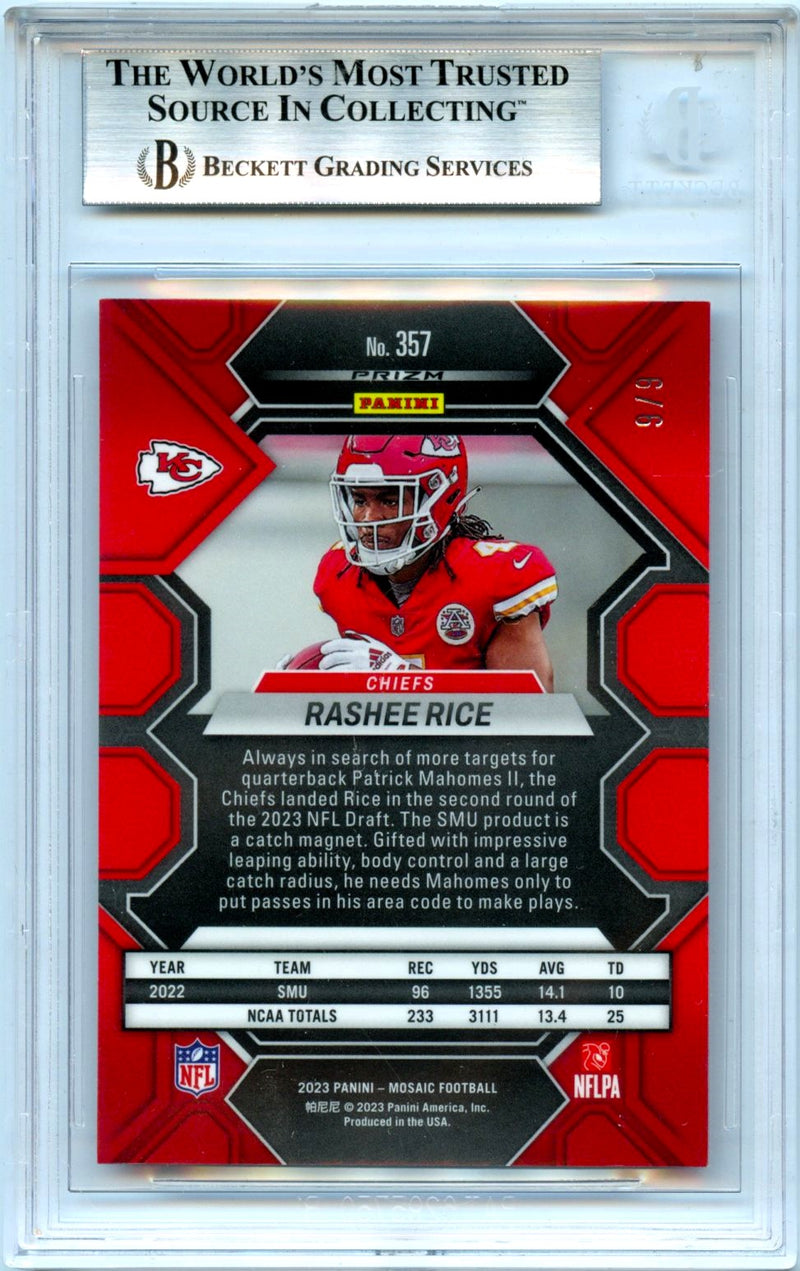 Rashee Rice RC 2023 Panini Mosaic Red Wave Rookie SP 6/6 BGS 8.5-2