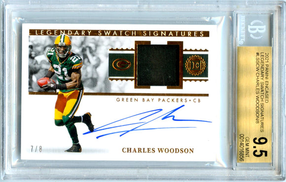 Product Charles Woodson 2021 Encased Legendary Swatch Signatures Patch Auto SP 7/8 BGS 9.5 Link