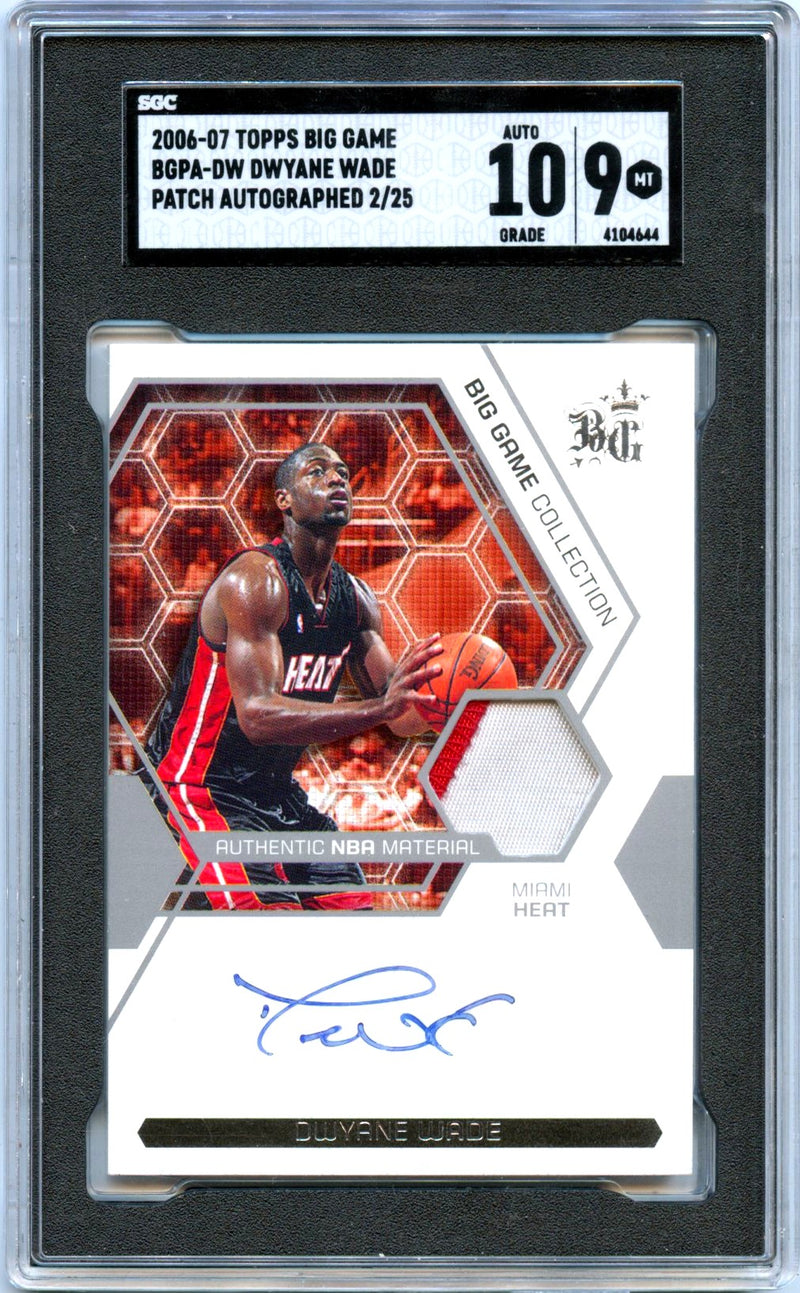 Dwyane Wade 2006-07 Topps Big Game Game Used Patch Auto SP 2/25 SGC 9-1