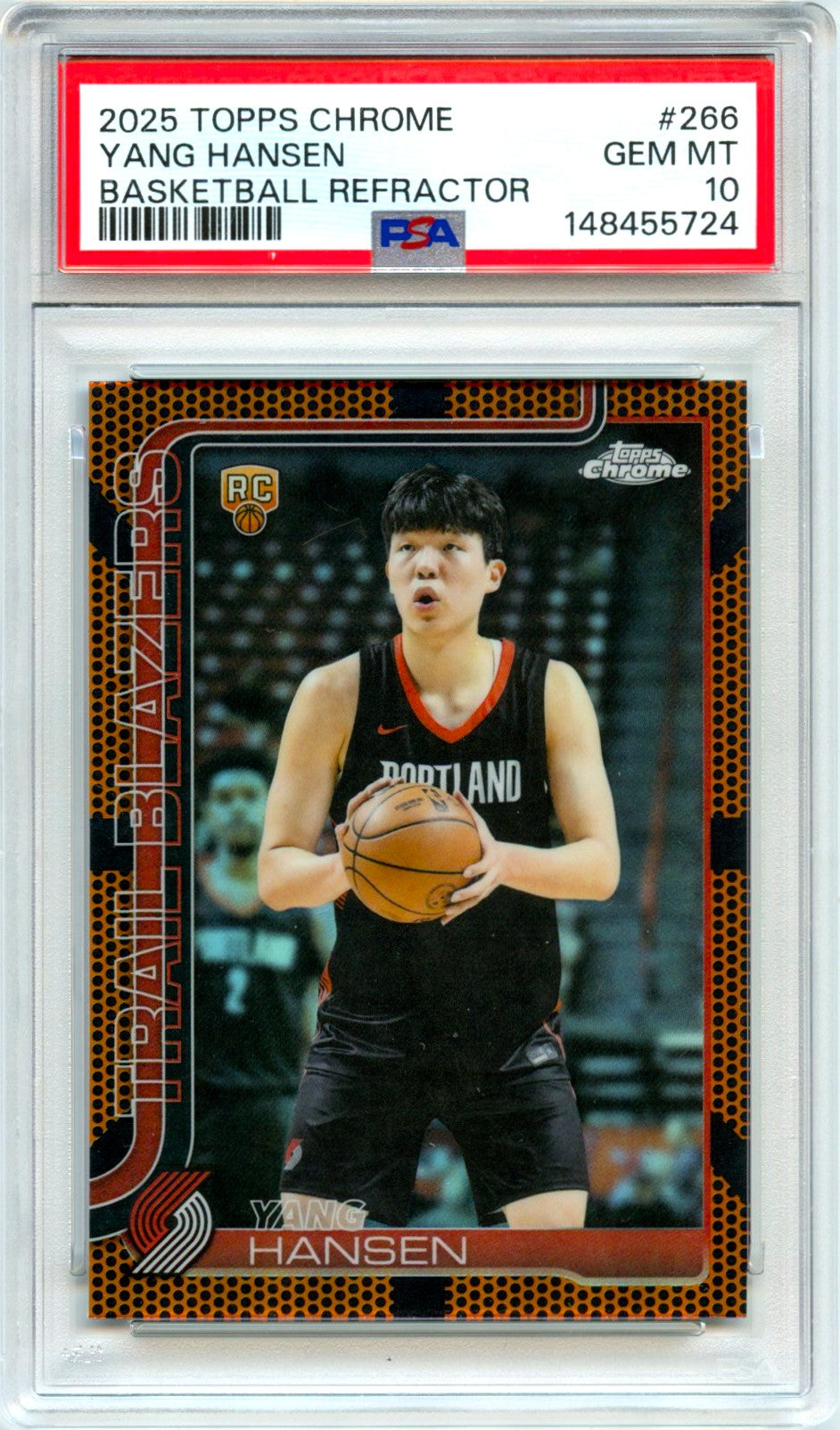 Yang Hansen RC 2025-26 Topps Chrome Basketball Leather Rookie #266 PSA 10