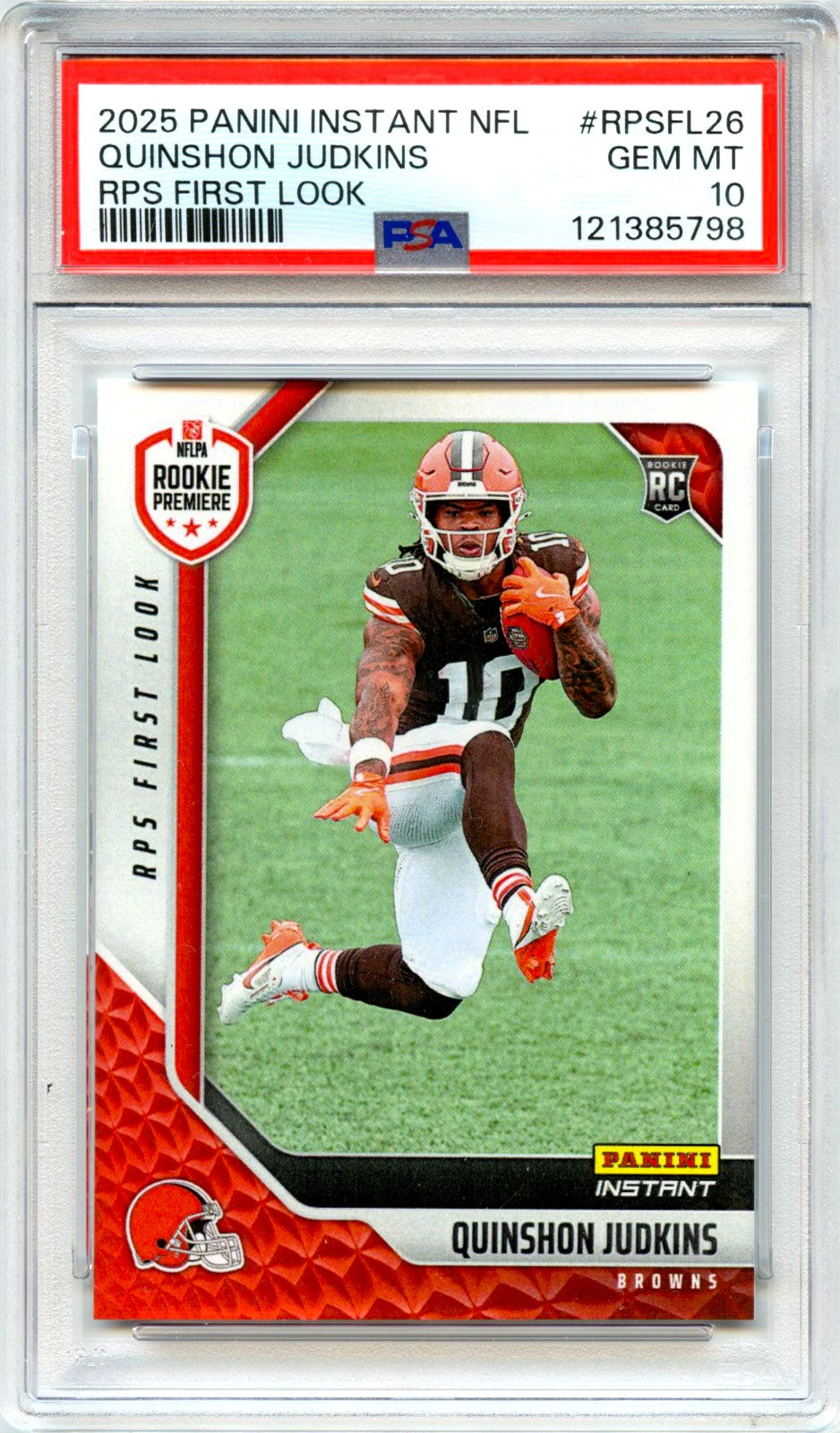 Quinson Judkins RC 2025 Panini Instant Rookie Premier Shoot SP /635 PSA 10