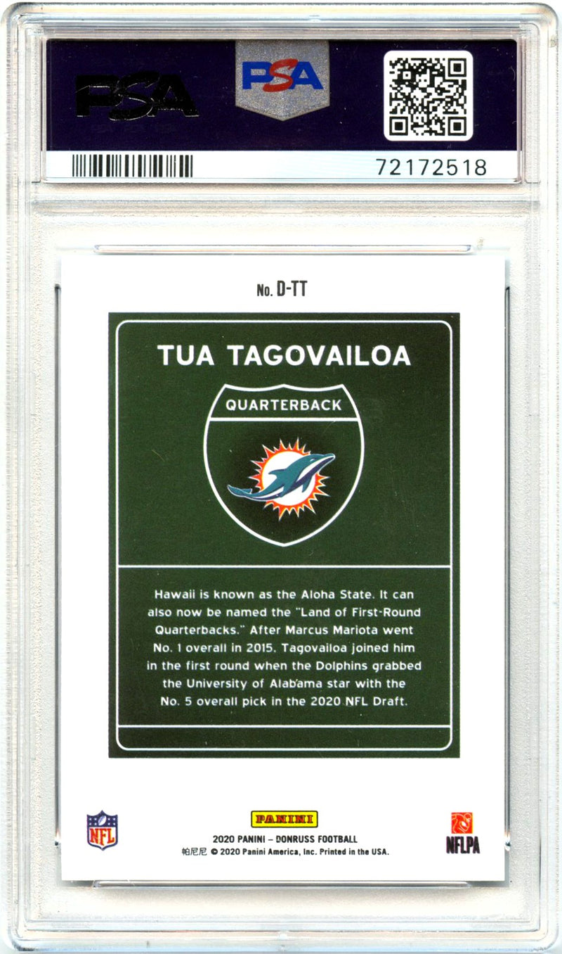Tua Tagovailoa RC 2020 Donruss Downtown! Rookie SSP PSA 9-2
