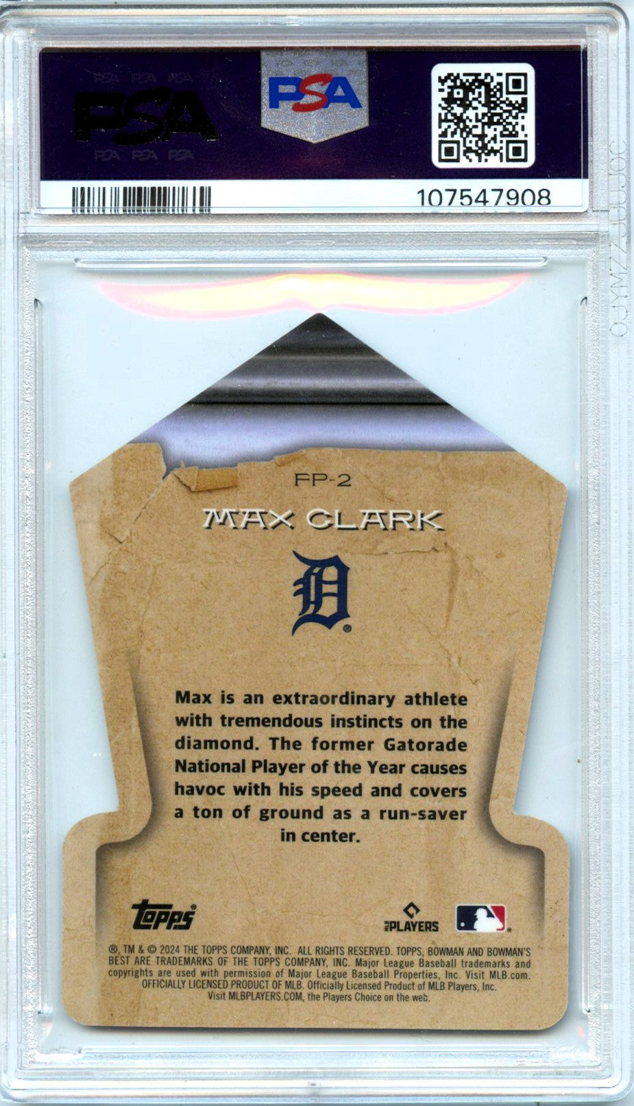 Max Clark 2024 Bowman's Best Lava Refractor Fabled Phenoms SP 6/50 PSA 9-2