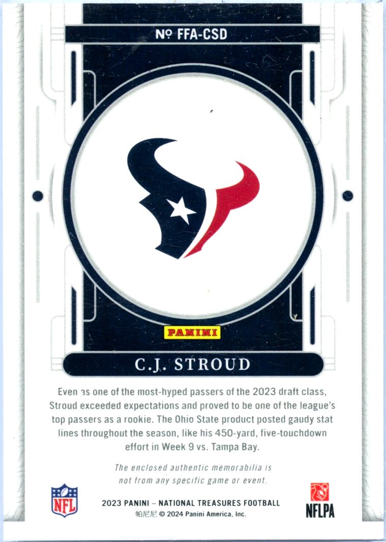 Cj Stroud 2025 National Treasures Holo Silver Framed Fabric Patch SP 17/25-2