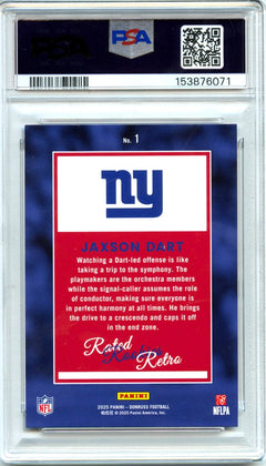 Jaxson Dart RC 2025 Donruss Retro Rated Rookie #1 PSA 9-2