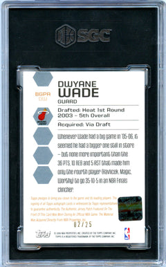Dwyane Wade 2006-07 Topps Big Game Game Used Patch Auto SP 2/25 SGC 9-2
