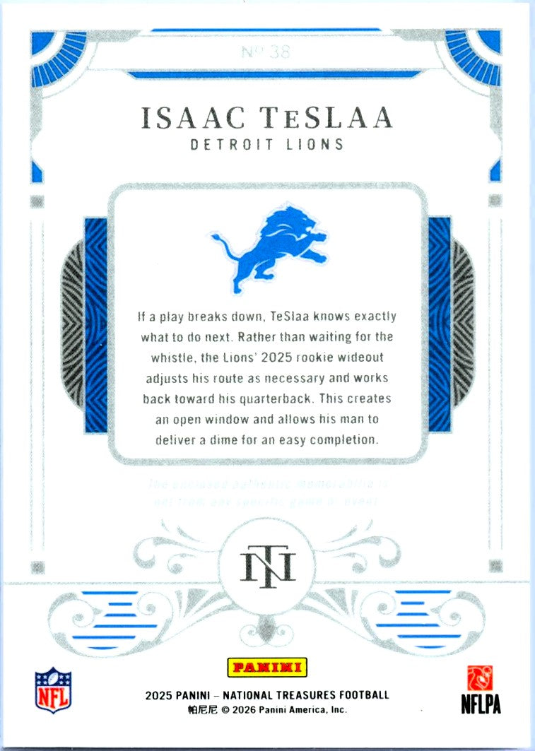 Isaac Teslaa RC 2025 National Treasures Purple Dual Rookie Patch SP 19/49-2