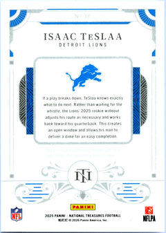 Isaac Teslaa RC 2025 National Treasures Purple Dual Rookie Patch SP 19/49-2