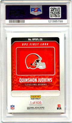 Quinson Judkins RC 2025 Panini Instant Rookie Premier Shoot SP /635 PSA 10-2