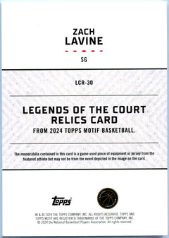 Zach Lavine 2024 Topps Motif Game Used Legends Of The Court Patch SP 1/1-2
