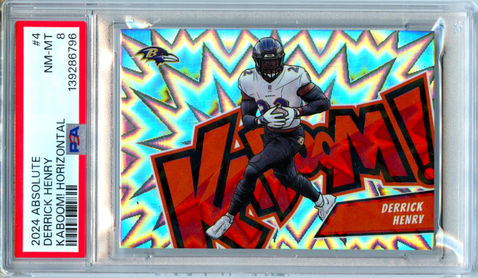 Derrick Henry 2024 Panini Absolute Horizontal Kaboom! SSP #4 PSA 8-1