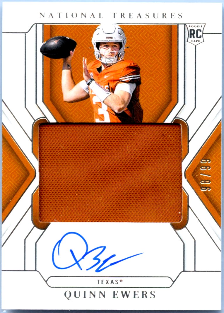 Quinn Ewers RC 2025 National Treasures Collegiate Rookie Patch Auto SP 98/99