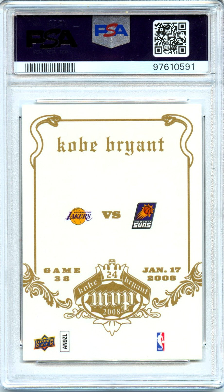 Kobe Bryant 2008-09 Upper Deck MVP White #38 PSA 8-2