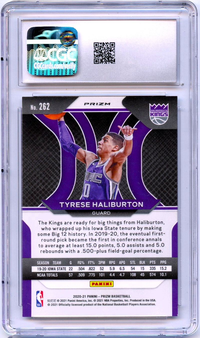Tyrese Haliburton RC 2020-21 Panini Prizm Silver Rookie #262 CGC 9.5-2