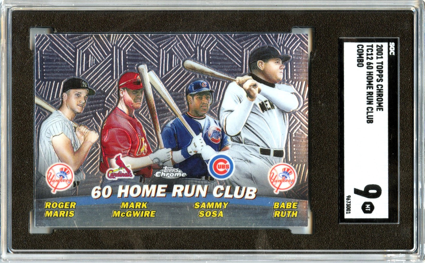 Maris Mcgwire Sosa Ruth 2001 Topps Chrome 60 Home Run Club Combo SGC 9