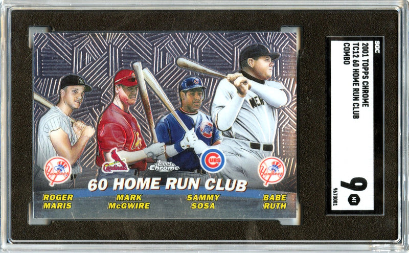 Maris Mcgwire Sosa Ruth 2001 Topps Chrome 60 Home Run Club Combo SGC 9-1