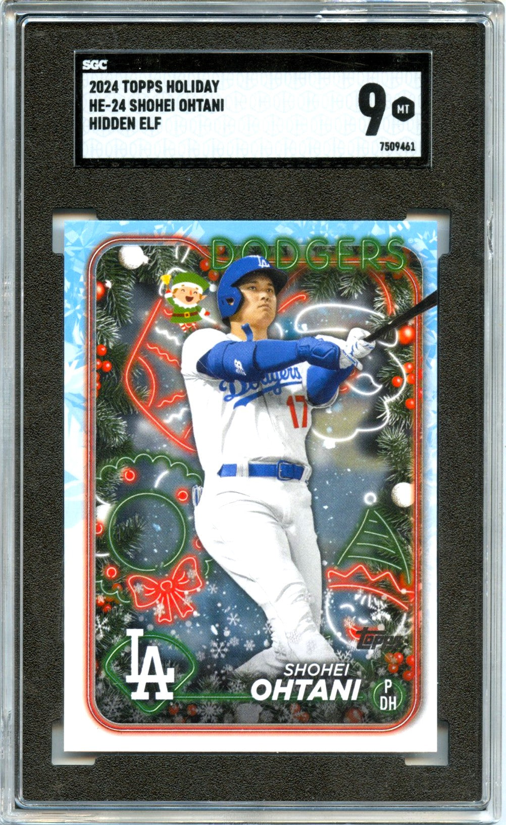 Shohei Ohtani 2024 Topps Holiday Hidden Elf SSP SGC 9-1