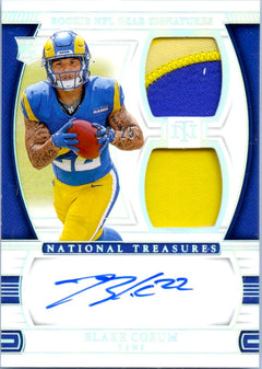Blake Corum RC 2024 National Treasures Silver NFL Gear Dual Rookie Patch Auto SP 4/25-1