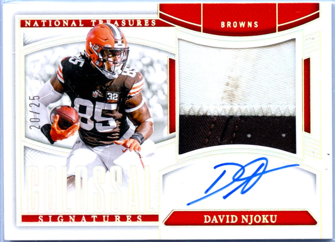 David Njoku 2024 National Treasures Colossal Game Used Patch Auto SP 20/25