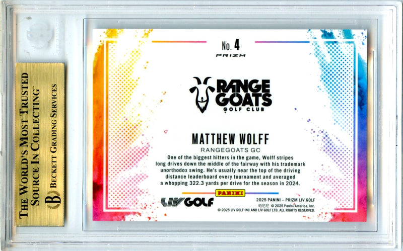 Matthew Wolff 2025 Panini Prizm LIV Golf Color Blast SSP #4 BGS 9.5-2
