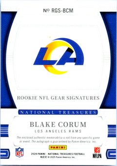 Blake Corum RC 2024 National Treasures Silver NFL Gear Dual Rookie Patch Auto SP 4/25-2