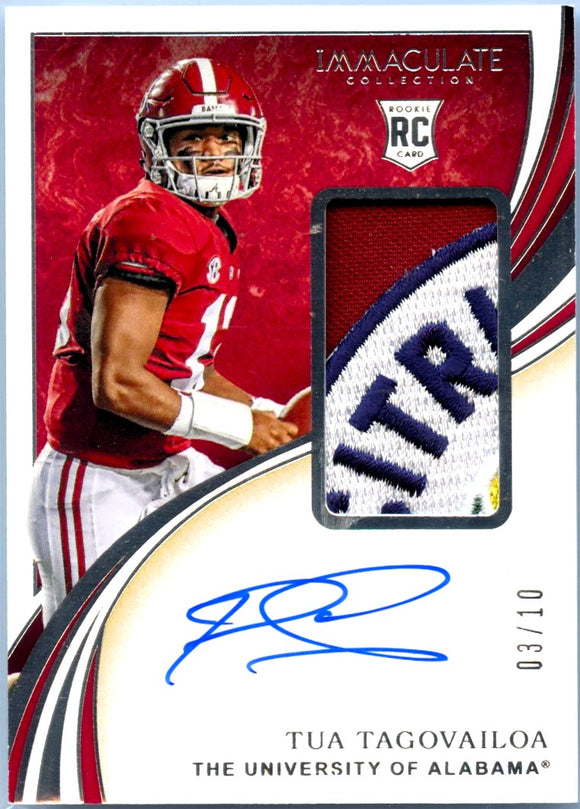 Product Tua Tagovailoa RC 2020 Immaculate Collegiate Bowl Logo Rookie Patch Auto SP 3/10 Link