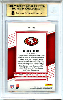 Brock Purdy RC 2022 Donruss Elite Purple Rookie SP 90/99 BGS 10-2
