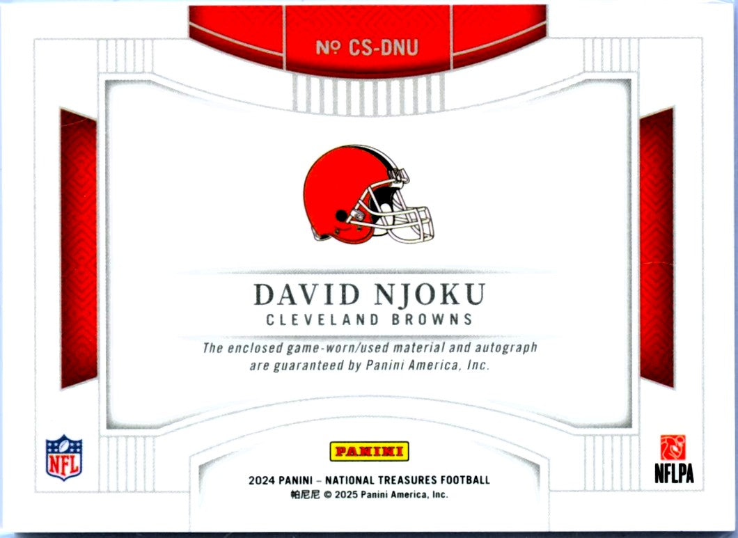 David Njoku 2024 National Treasures Colossal Game Used Patch Auto SP 20/25