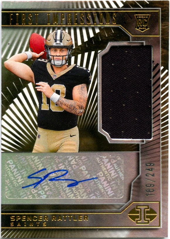 Product Spencer Rattler 2024 Panini Illusions First Impressions Rookie Patch Auto 169/249 Link