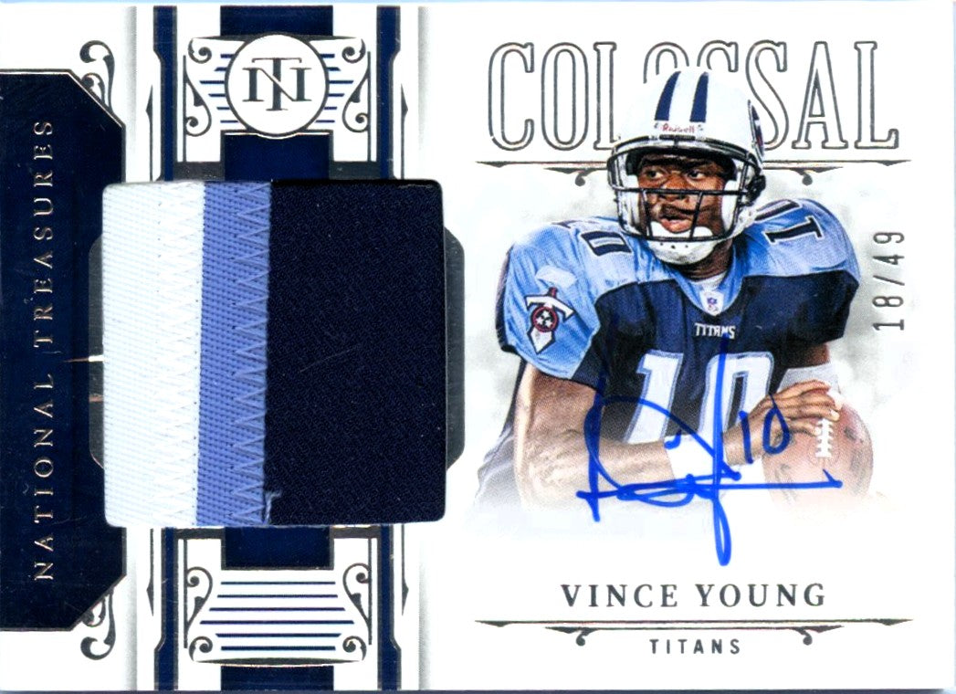 Vince Young 2025 National Treasures Colossal Patch Auto SP 18/49