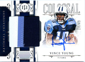 Vince Young 2025 National Treasures Colossal Patch Auto SP 18/49