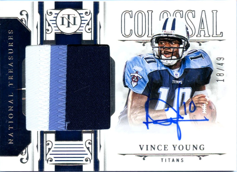 Vince Young 2025 National Treasures Colossal Patch Auto SP 18/49-1