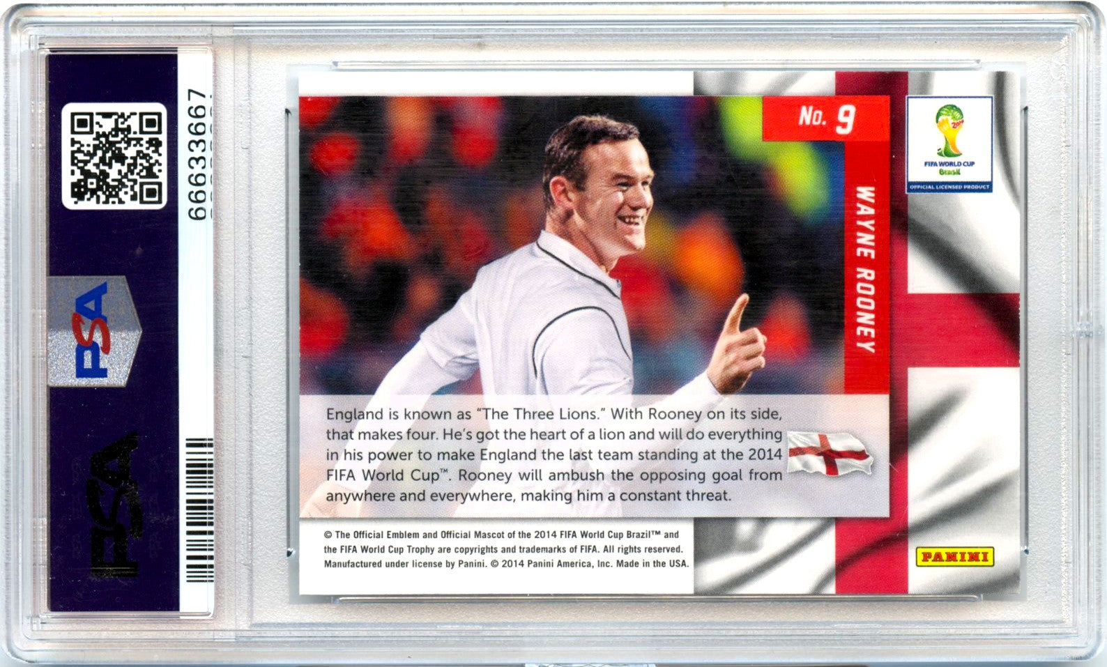Wayne Rooney 2014 Panini Prizm World Cup Net Finders #9 PSA 10