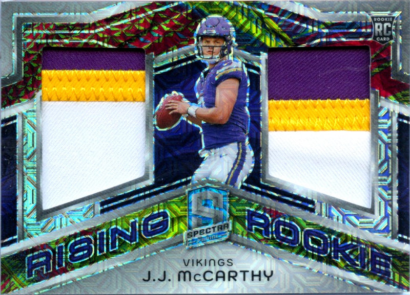 JJ Mccarthy RC 2024 Panini Spectra Meta Rising Rookie Dual Patch SP 9/25-1