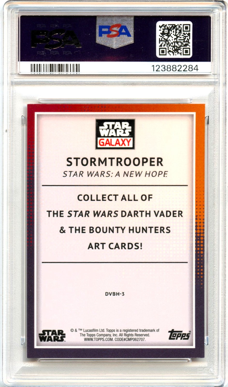 Stormtrooper 2023 Topps Star Wars Galaxy Orange Darth Vader's Bounty Hunter SP 17/25 PSA 10-2