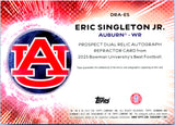 Eric Singleton RC 2025 Bowman U Best Orange Dual Rookie Patch Auto SP 3/25