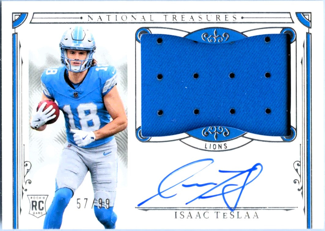 Isaac Teslaa RC 2025 National Treasures Rookie Patch Auto SP 57/99-1