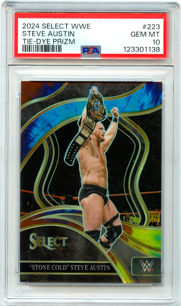 Product Stone Cold Steve Austin 2024 Panini Select WWE Ringside Tie-Dye Prizm SP 14/25 PSA 10 Link