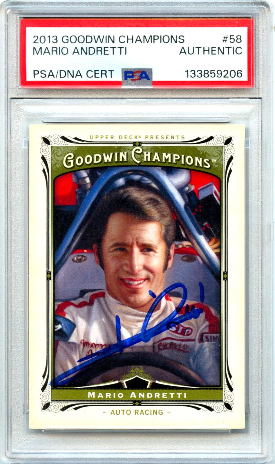 Mario Andretti 2013 Upper Deck Goodwin Champions In Person Auto PSA Authentic
