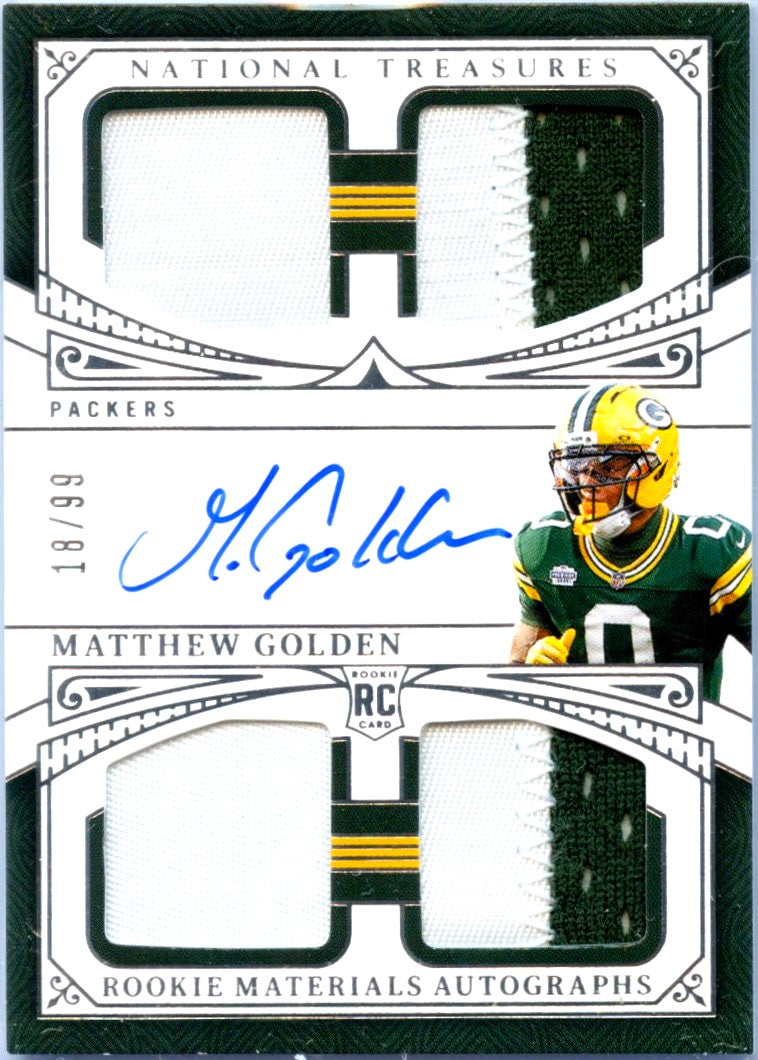 Matthew Golden RC 2025 National Treasures Quad Rookie Patch Auto SP 18/99-1