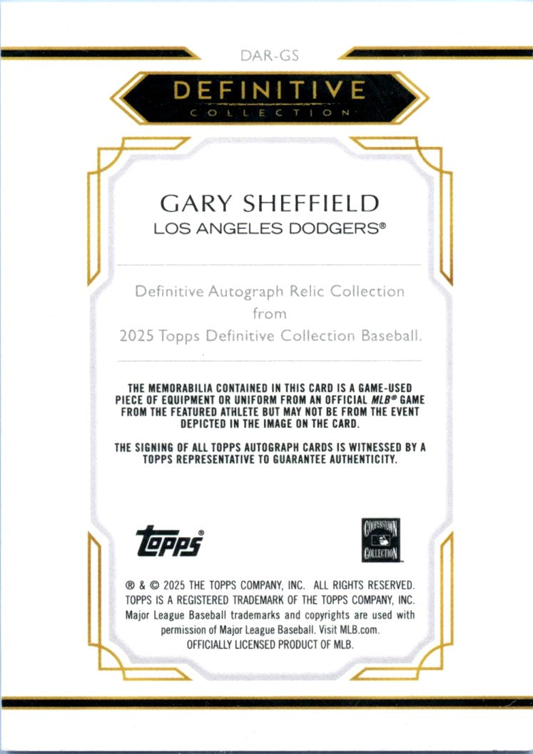 Gary Sheffield 2025 Topps Definitive Collection Game Used Patch Auto SP 12/50-2
