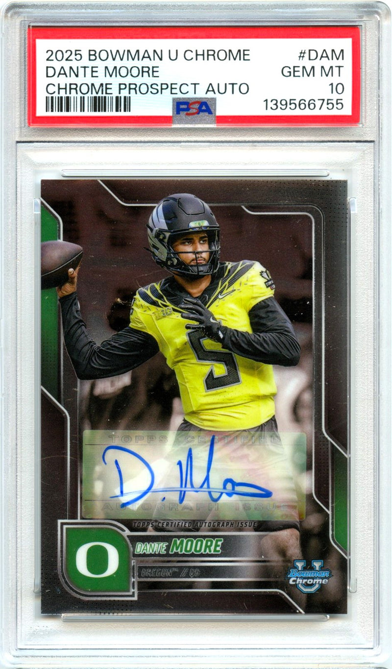 Dante Moore RC 2025 Bowman U Chrome Rookie Auto PSA 10-1