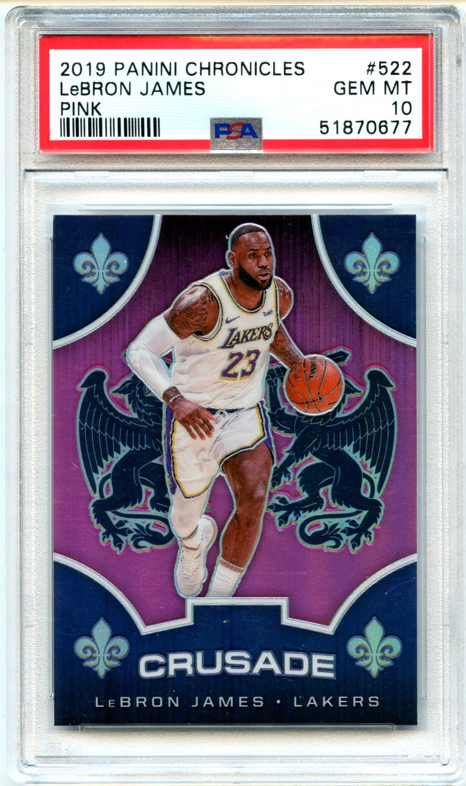 Lebron James 2019-20 Panini Chronicles Crusade Pink #522 PSA 10-1