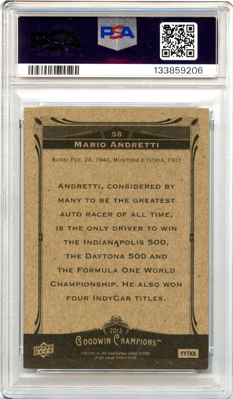 Mario Andretti 2013 Upper Deck Goodwin Champions In Person Auto PSA Authentic-2