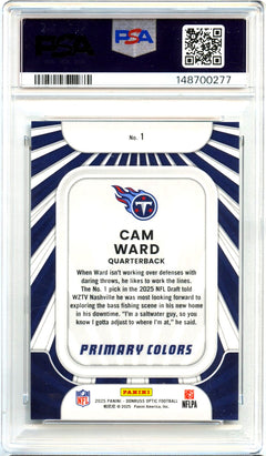 Cam Ward RC 2025 Donruss Optic Primary Colors Rookie #1 PSA 10-2